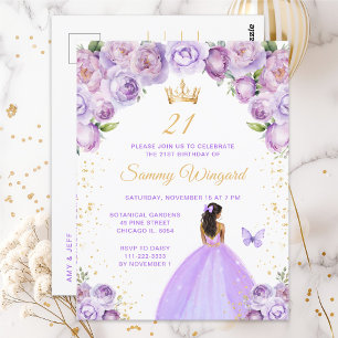 Lichtpaarse donkere huid prinses verjaardagsfeestj briefkaart