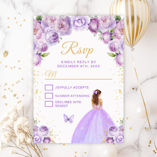 Lichtpaarse en goudbruine haarprinses RSVP kaartje