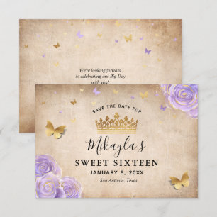 Lichtpaarse en gouden rozenparchment Elegant Save The Date