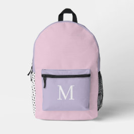 Lichtpaarse en roze monogram initiaal  bedrukte rugzak