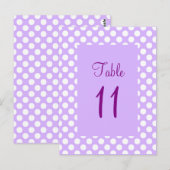 Lichtpaarse en witte tafelnummerkaart met polkadot briefkaart (Voorkant / Achterkant)
