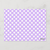 Lichtpaarse en witte tafelnummerkaart met polkadot briefkaart (Achterkant)