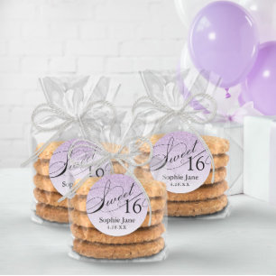 Lichtpaarse glam glitter Sweet 16 gepersonaliseerd Ronde Sticker