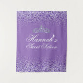 Lichtpaarse Glitter Sweet 16 Achtergrond Wandkleed (Voorkant)