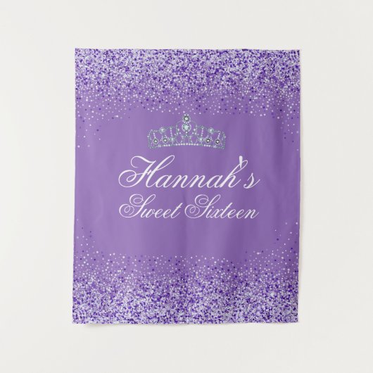Lichtpaarse Glitter Sweet 16 Achtergrond Wandkleed (Voorkant)