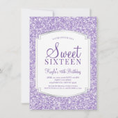 Lichtpaarse Glitter Sweet 16 Uitnodigingen (Voorkant)