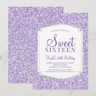 Lichtpaarse Glitter Sweet 16 Uitnodigingen