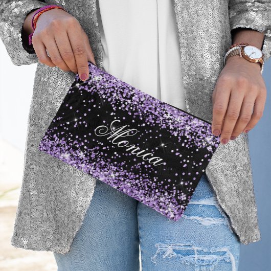 Lichtpaarse Glitter Zwart Etui