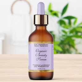 Lichtpaarse & Gouden Cosmetica Druppelfles Etiket