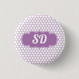Lichtpaarse honingraat aangepaste monogram ronde button 3,2 cm