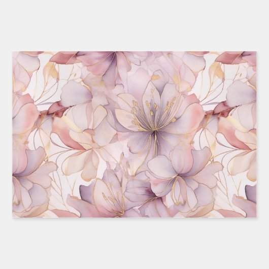 Lichtpaarse moderne abstracte lelies inpakpapier vel (Voorkant)