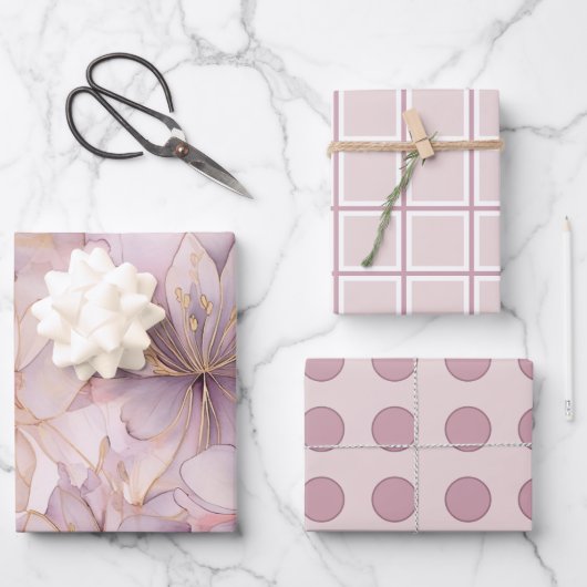 Lichtpaarse moderne abstracte lelies inpakpapier vel (Voorkant)