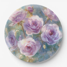 Lichtpaarse Rozen Impressionistische Bloemen Papieren Bordje