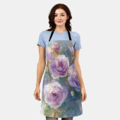 Lichtpaarse Rozen Impressionistische Bloemen Schort (Gedragen)