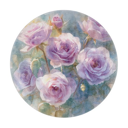 Lichtpaarse rozen impressionistische bloemen snijplank (Voorkant)
