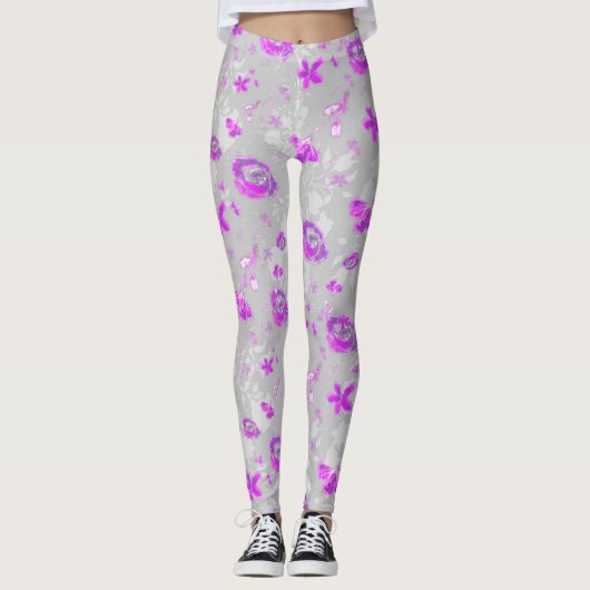 Lichtpaarse Rozen  Leggings (Voorkant)