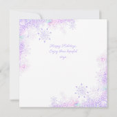 lichtpaarse sneeuwvlok & bevroren hart kaart (Achterkant)