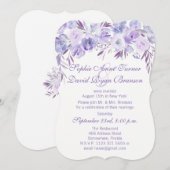 Lichtpaarse Stofblauwe Bloemige Avondreceptie Kaart (Voorkant / Achterkant)