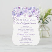 Lichtpaarse Stofblauwe Bloemige Avondreceptie Kaart (Staand voorkant)