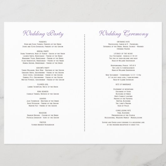 Lichtpaarse stoffige blauwe bloemen bruiloftsprogr flyer (Achterkant)