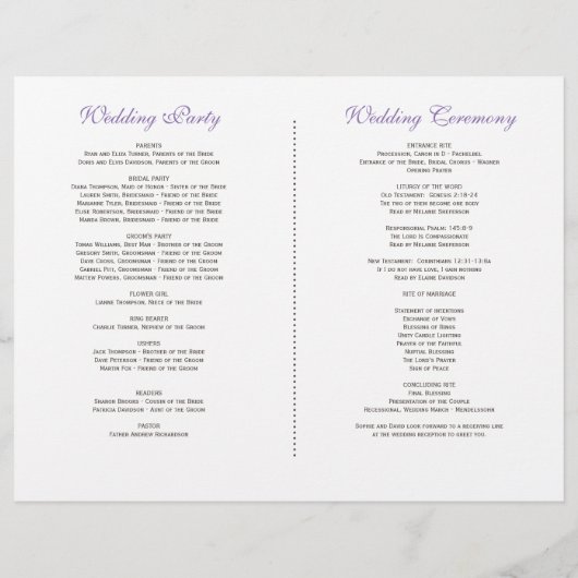 Lichtpaarse stoffige blauwe bloemen bruiloftsprogr flyer (Achterkant)