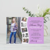 Lichtpaarse & Witte Filmstrook 6 Foto Afstudeercer Kaart (Staand voorkant)