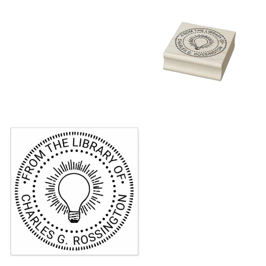 Lichtpeertje Helder Idee Rond Bibliotheekboek Rubberstempel (Gestempeld)