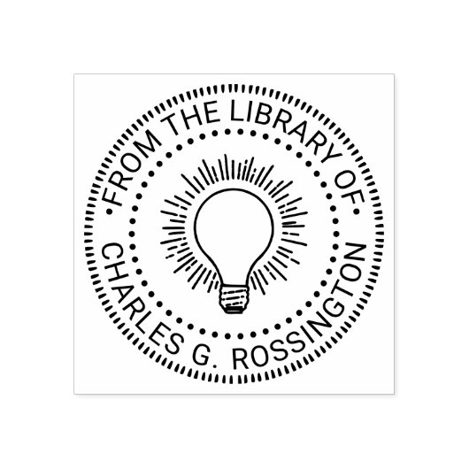 Lichtpeertje Helder Idee Rond Bibliotheekboek Rubberstempel (Afrduk)