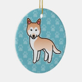 Lichtrode Cartoon Siberische Husky Keramisch Ornament (Rechts)
