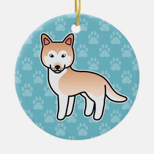 Lichtrode Cartoon Siberische Husky Keramisch Ornament (Voorkant)