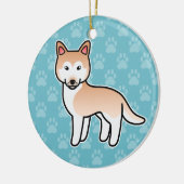 Lichtrode Cartoon Siberische Husky Keramisch Ornament (Links)