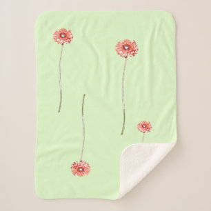 Lichtrode Gerbera Bloem Dekbed Sherpa Deken