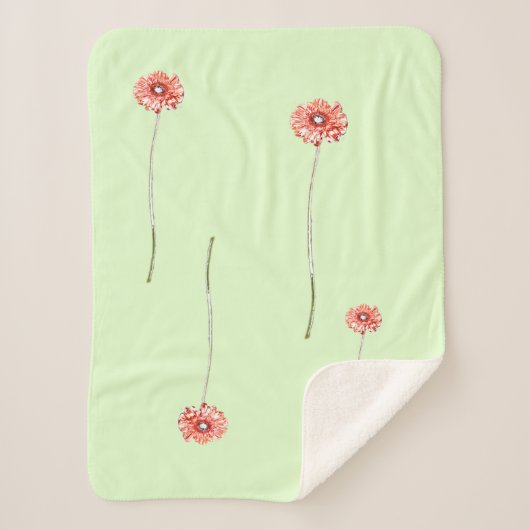 Lichtrode Gerbera Bloem Dekbed Sherpa Deken (Voorkant)