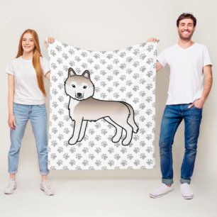 Lichtrode Siberische Husky Cartoonhond & Pootjes Fleece Deken