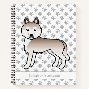 Lichtrode Siberische Husky Cartoonhond & Tekst Notitieboek