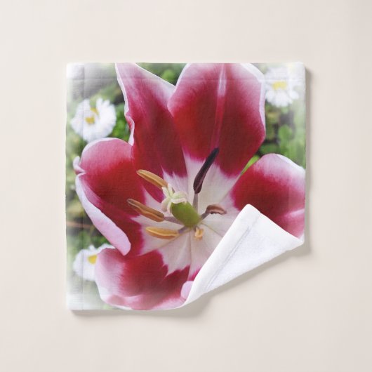 lichtrode tulp bad handdoek (Wasdoekje)