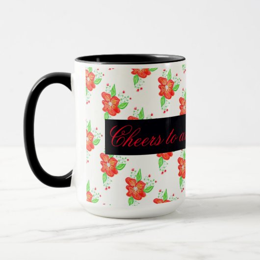Lichtrood gebloemde koffie Mok (Links)