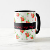 Lichtrood gebloemde koffie Mok (Voorkant rechts)
