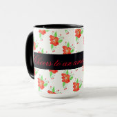 Lichtrood gebloemde koffie Mok (Voorkant links)