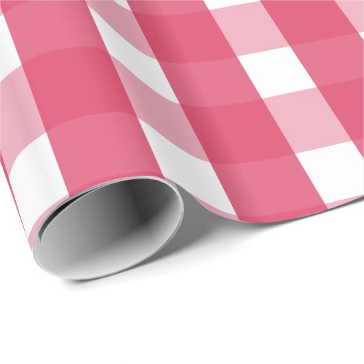 Lichtrood Gingham patroon Cadeaupapier (Rol Hoek)