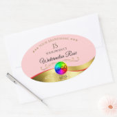 Lichtrood Wavy Gold Logo Monogram Productlabel Ovale Sticker (Envelop)