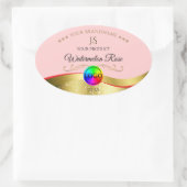 Lichtrood Wavy Gold Logo Monogram Productlabel Ovale Sticker (Tas)