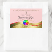 Lichtrood Wavy Gold Logo Monogram Productlabel Rechthoekige Sticker (Tas)