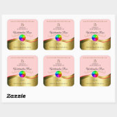 Lichtrood Wavy Gold Logo Monogram Productlabel Vierkante Sticker (Vel)