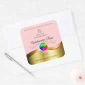 Lichtrood Wavy Gold Logo Monogram Productlabel Vierkante Sticker (Envelop)