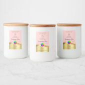 Lichtrood Wavy Gold Logo Monogram Productlabel Voedselcontainer Etiket (Flessen)