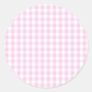 lichtrose en wit girly preppy gingangpatroon ronde sticker
