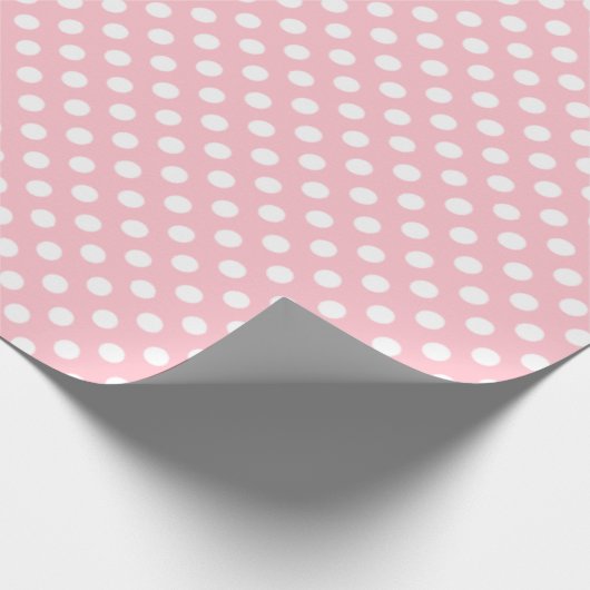 Lichtrose Witte Grote Stippen Cadeaupapier (Hoek)