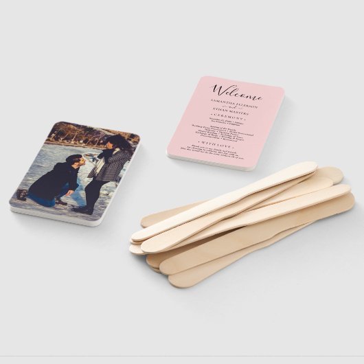 Lichtroze aangepaste foto huwelijksprogramma handwaaier (Niet-gemonteerd)