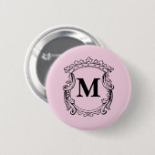 Lichtroze aangepaste monogram wapenschild ronde button 5,7 cm (Voorkant /achterkant)
